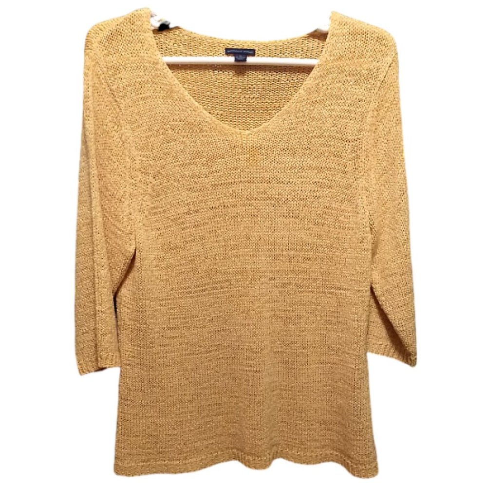 Beautiful Buttery Yellow Pullover Sweater Open Weave 1X